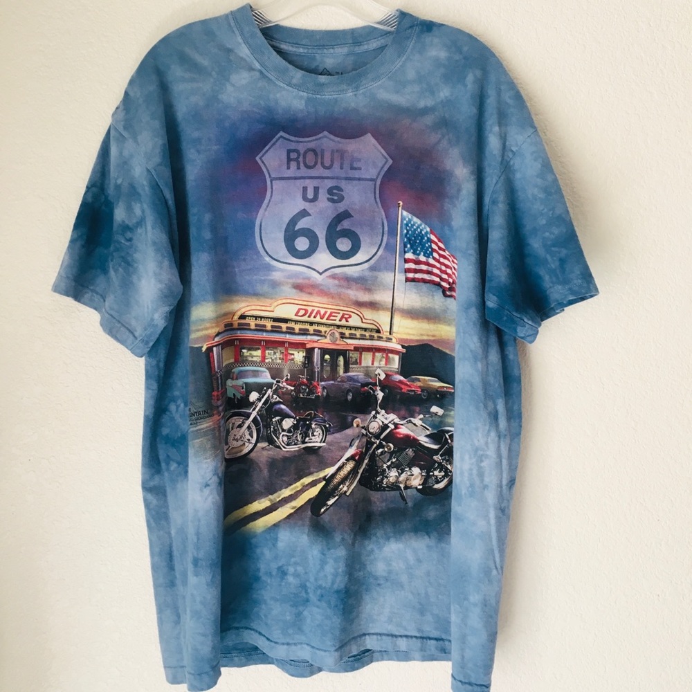 🏍VTG stonewashed Route 66 biker diner cotton Tee